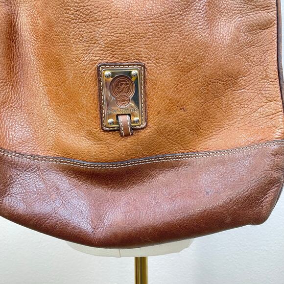 Vintage Francesco Biasia Genuine Leather Shoulder Bag Italy Slouchy Brown Boho - Picture 10 of 16